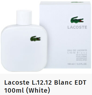 Lacoste L.12.12 Blanc EDT 100ml (White)
